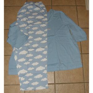 NEW Cloud Print Plus Sz 34/36 Cotton Blue 2 Pc Pajama Lounge Set DREAMS & CO